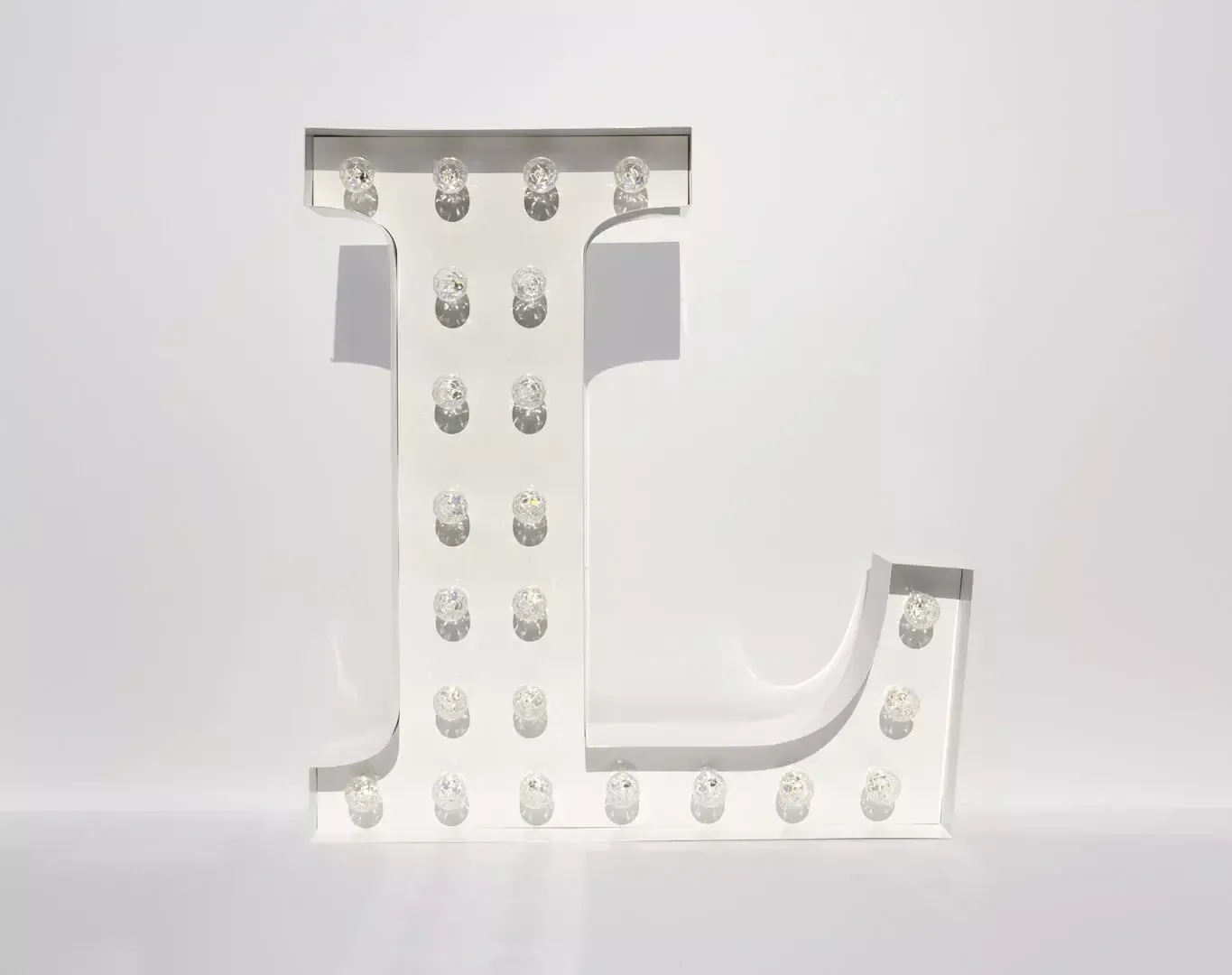 Letter L - Standing letter with white light bulbs